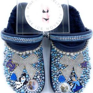 Frozen Fleece Blue Full Bling Clogs Kids Size 1